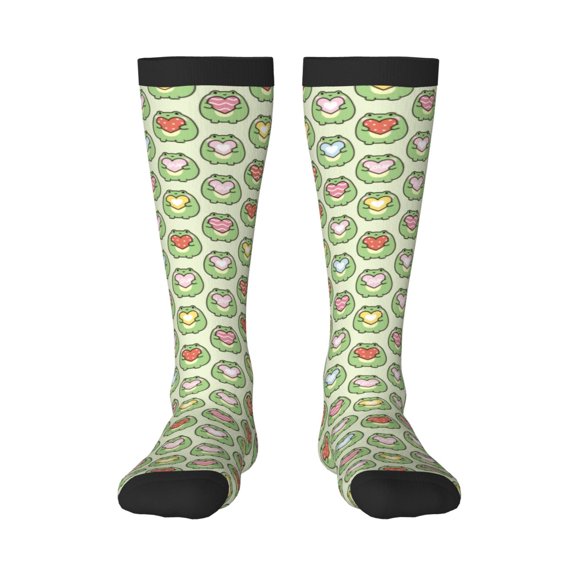 Gukieu Cute Chubby Frog Print Contrast Color Stockings, Elastic Sports Socks Warm Socks Clothing Accessories, Adult Unisex