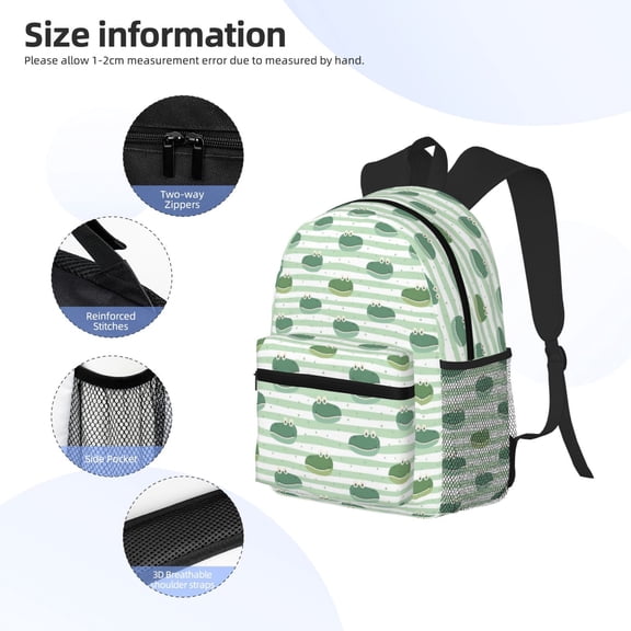 Gukieu Cute Crocodile Print Backpack, Waterproof Backpack with Adjustable Shoulder Straps, Suitable for Campus, Business, Travel, Unisex