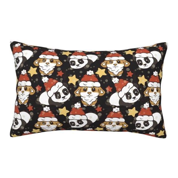 Gukieu Cute Dog Panda Print Plush Pillow Cover, Hidden Zipper Pillow Protector without Pillow Core, Suitable for Bedroom, Office, Car Decoration-20"x30"