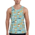 thumbnail image 1 of Gukieu Cute Dogs Corgi Print Men's Quick Dry Fitness Vest, Round Neck Sleeveless Fitness Bodybuilding Top-Large, 1 of 7