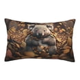 thumbnail image 1 of Gukieu Cute Fallen Leaf Koala Print Plush Pillow Cover, Hidden Zipper Pillow Protector without Pillow Core, Suitable for Bedroom, Office, Car Decoration-14"x20", 1 of 6