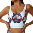 thumbnail image 1 of Gukieu Cute Gnomes in USA1 Print Women's Sports Vest, Low-neck U-shaped Removable Pad Sports Bra for Yoga, Exercise, Dance-X-Large, 1 of 8
