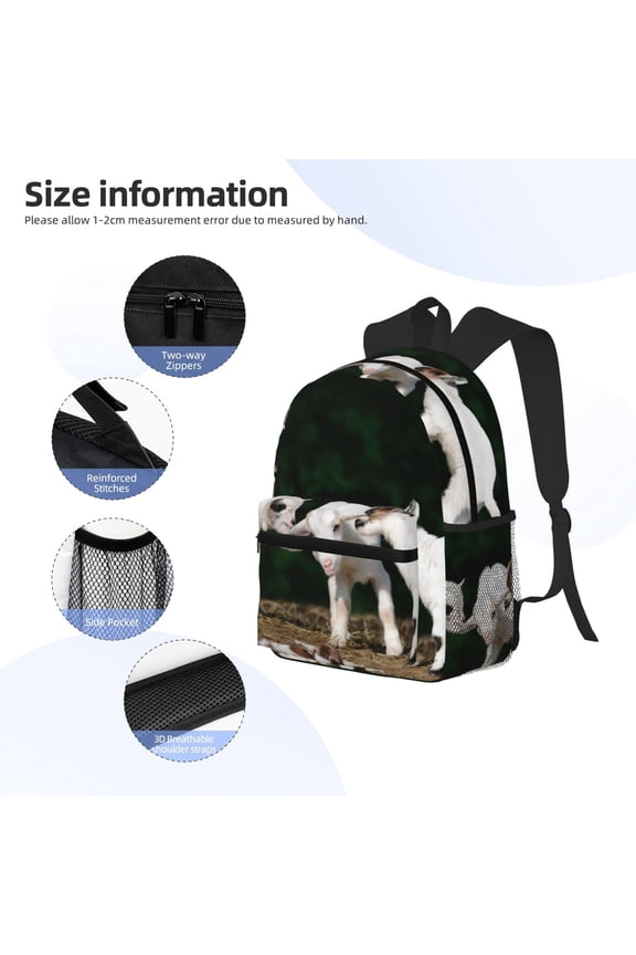 Cute Goat Baby Print Backpack, Waterproof Backpack with Adjustable Shoulder Straps, Suitable for Campus, Business, Travel, Unisex