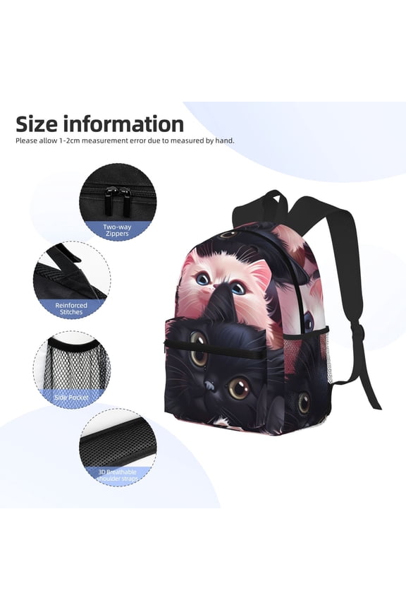 Cute Kittens Group Portrait Print Backpack, Waterproof Backpack with Adjustable Shoulder Straps, Suitable for Campus, Business, Travel, Unisex