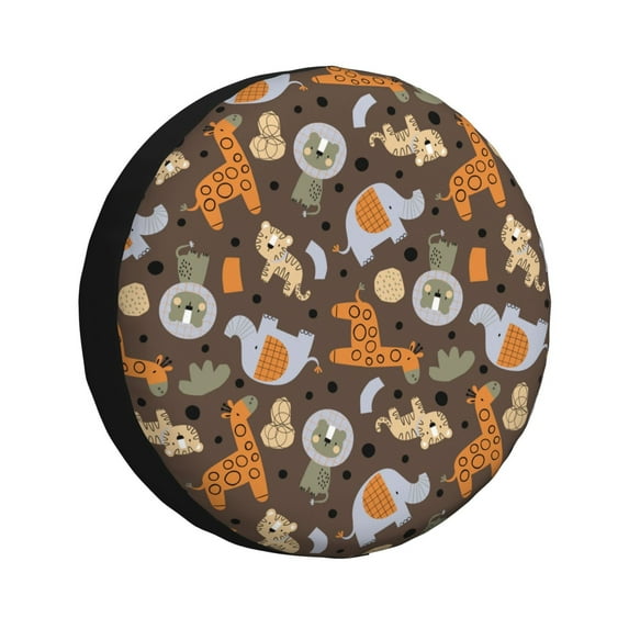 Gukieu Cute Lion Tiger Print Car Tire Cover, Adjustable Waterproof and Dustproof Tire Protection Cover, Suitable for SUV, Truck, Van-16 inch