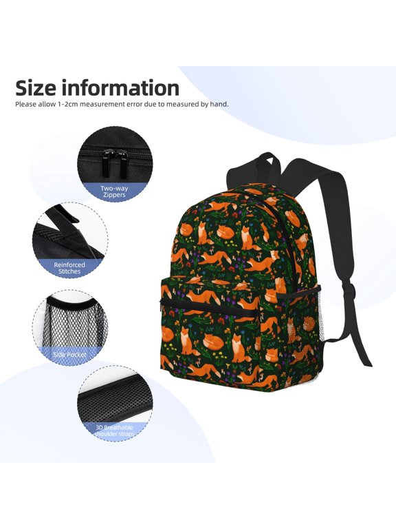 Cute Little Foxes Print Backpack, Waterproof Backpack with Adjustable Shoulder Straps, Suitable for Campus, Business, Travel, Unisex