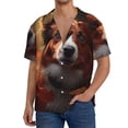 thumbnail image 1 of Gukieu Cute Maple Leaf Puppy Print Men's Short-sleeved Shirts, Button-down Pocket Shirts, T-shirts, Beach Vacation Travel Summer Clothing-Small, 1 of 5