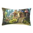 thumbnail image 1 of Gukieu Cute Mushroom Town A Print Plush Pillow Cover, Hidden Zipper Pillow Protector without Pillow Core, Suitable for Bedroom, Office, Car Decoration-14"x20", 1 of 6