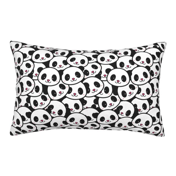 Gukieu Cute Panda Face Print Plush Pillow Cover, Hidden Zipper Pillow Protector without Pillow Core, Suitable for Bedroom, Office, Car Decoration-14"x20"