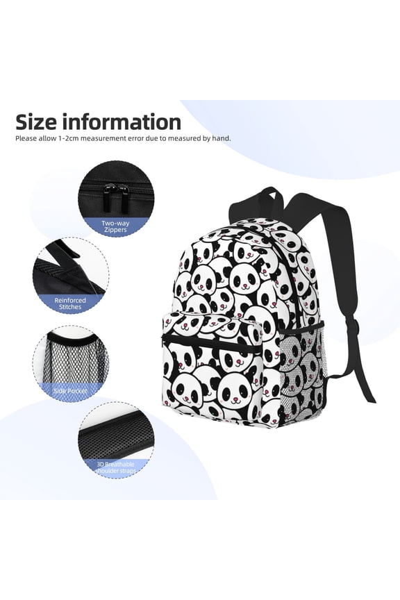 Cute Panda Print Backpack, Waterproof Backpack with Adjustable Shoulder Straps, Suitable for Campus, Business, Travel, Unisex