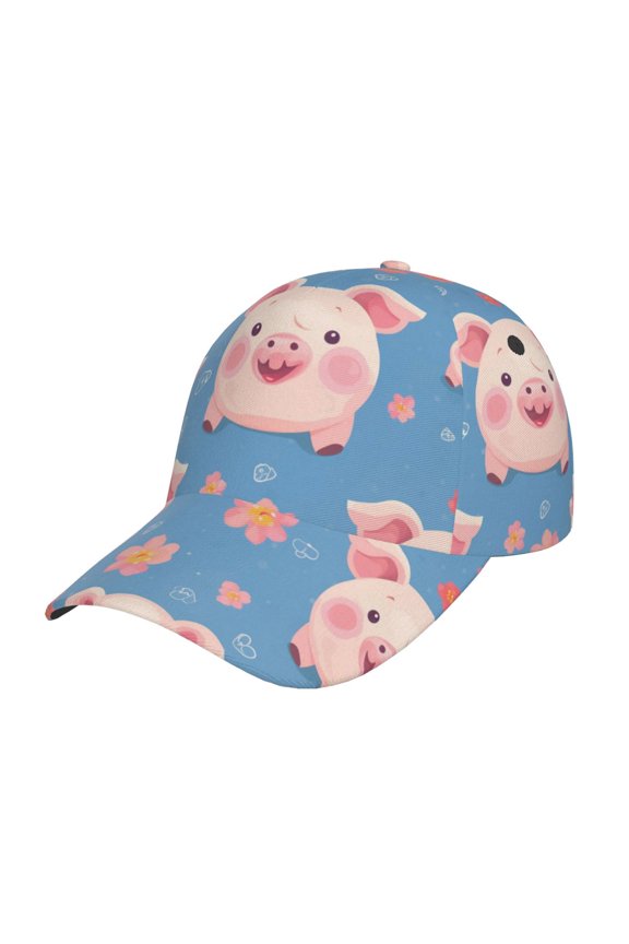 Cute Pig Flowers Prin Baseball Cap, Adjustable Sweat-wicking Daily,Travel, Sports Cap, Unisex