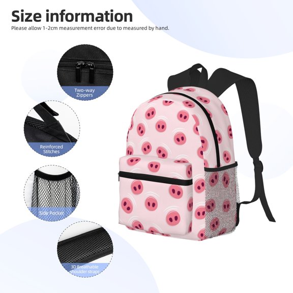 Gukieu Cute Pig Nose Print Backpack, Waterproof Backpack with Adjustable Shoulder Straps, Suitable for Campus, Business, Travel, Unisex