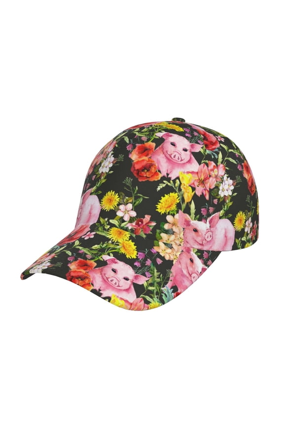 Cute Pigs Sunflower Prin Baseball Cap, Adjustable Sweat-wicking Daily,Travel, Sports Cap, Unisex