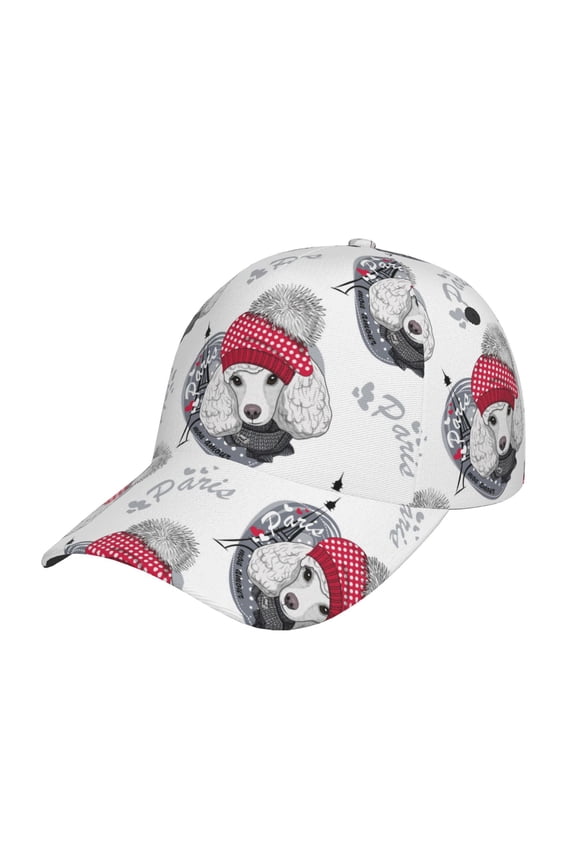 Cute Poodle Dog Prin Baseball Cap, Adjustable Sweat-wicking Daily,Travel, Sports Cap, Unisex