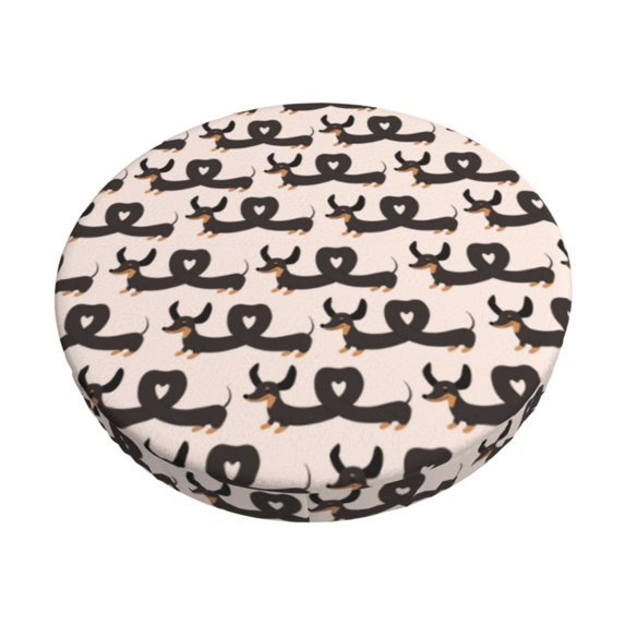Gukieu Cute Puppy Print Round Chair Cover, Dust-proof and Non-slip Bar Chair Protective Cover, Suitable for Bars, Restaurants, Offices-13 inch