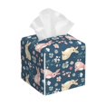 thumbnail image 1 of Gukieu Cute Rabbit Floral Print Leather Tissue Box, PVC Waterproof Velcro Opening and Closing Square Tissue Box Holder, Suitable for Home and Office Decoration, 1 of 7