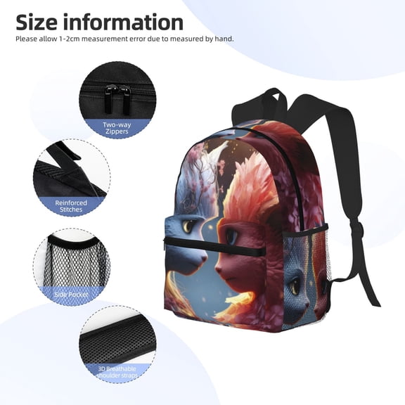 Gukieu Cute Red And White Elf Print Backpack, Waterproof Backpack with Adjustable Shoulder Straps, Suitable for Campus, Business, Travel, Unisex