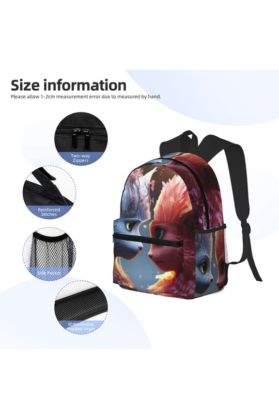 Cute Red And White Elf Print Backpack, Waterproof Backpack with Adjustable Shoulder Straps, Suitable for Campus, Business, Travel, Unisex