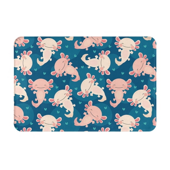 Gukieu Cute Salamander Print Dust-proof Floor Mats, Water-absorbent and Non-slip Flannel Door Mats 16x24in, Home Decoration Suitable for Kitchen, Bathroom, Garage