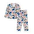 thumbnail image 1 of Gukieu Cute Sea Animals Print Women's Long Sleeve Pajama Set, Button Top Elastic Pocket Pajama Pants Two Piece Set Home Wear-XX-Large, 1 of 7