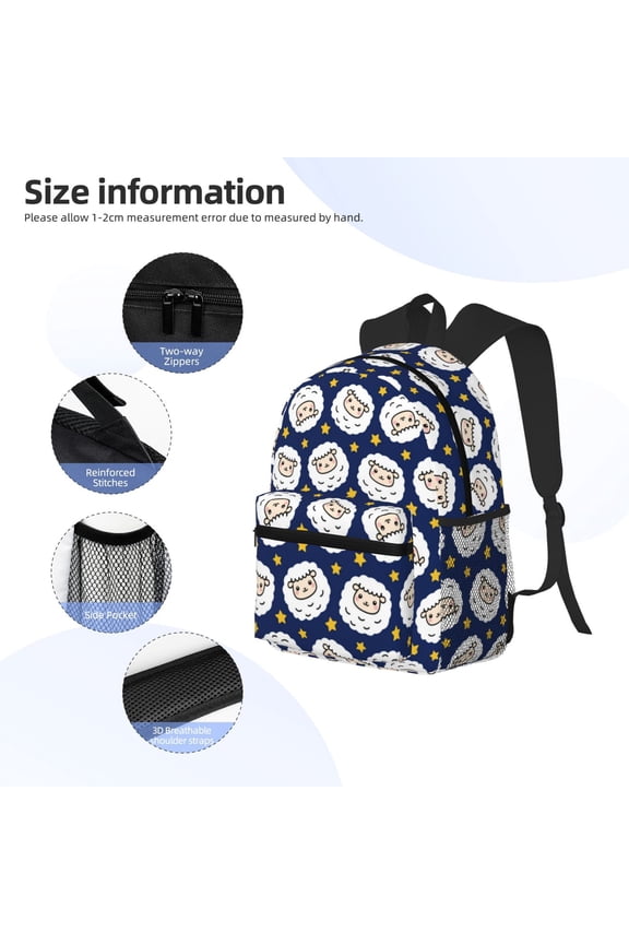 Cute Sheep With Star Print Backpack, Waterproof Backpack with Adjustable Shoulder Straps, Suitable for Campus, Business, Travel, Unisex