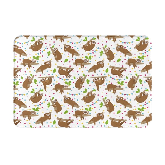 Gukieu Cute Sloth Print Dust-proof Floor Mats, Water-absorbent and Non-slip Flannel Door Mats 16x24in, Home Decoration Suitable for Kitchen, Bathroom, Garage