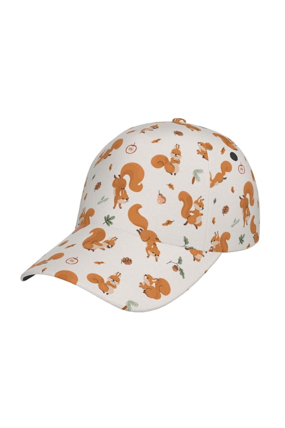 Cute Squirrel Fall Prin Baseball Cap, Adjustable Sweat-wicking Daily,Travel, Sports Cap, Unisex