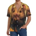 thumbnail image 1 of Gukieu Cute Sunflower Guinea Pig Print Men's Short-sleeved Shirts, Button-down Pocket Shirts, T-shirts, Beach Vacation Travel Summer Clothing-4X-Large, 1 of 5