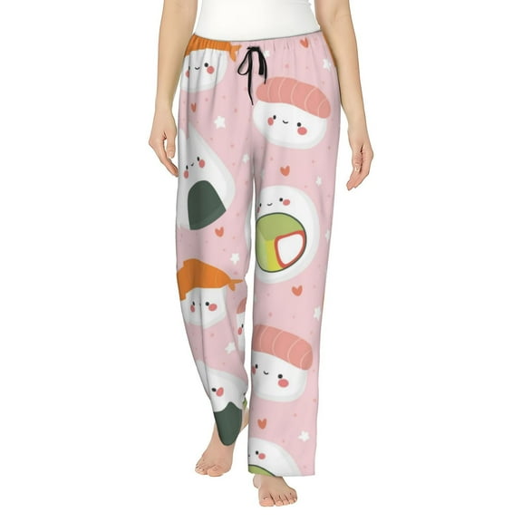 Gukieu Cute Sushi Print Women's Home Trousers, with Pockets and Drawstring Pajamas, Home Pajamas, Sleepwear-Medium