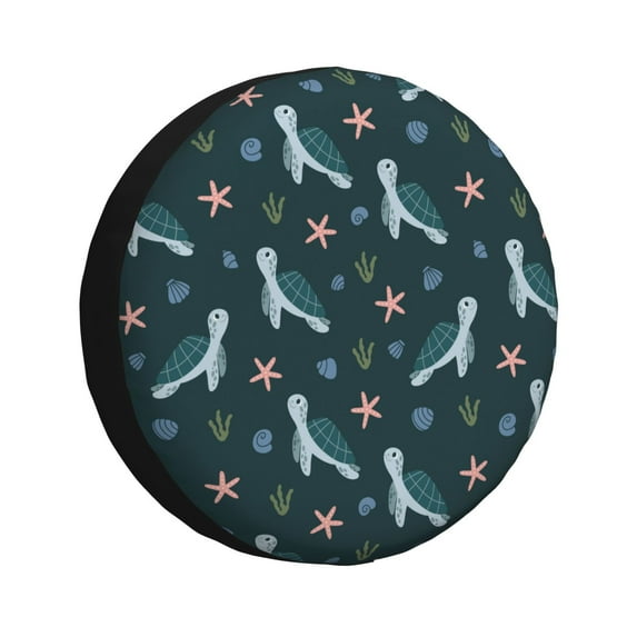 Gukieu Cute Turtle Print Car Tire Cover, Adjustable Waterproof and Dustproof Tire Protection Cover, Suitable for SUV, Truck, Van-14 inch