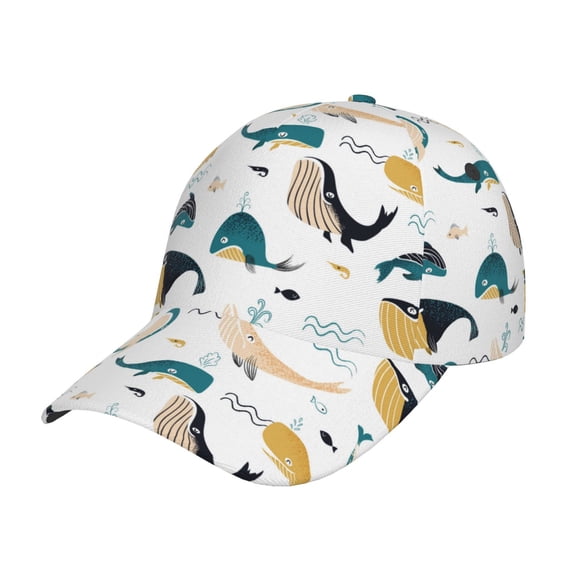 Gukieu Cute Whale Prin Baseball Cap, Adjustable Sweat-wicking Daily,Travel, Sports Cap, Unisex