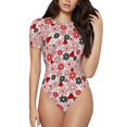 thumbnail image 1 of Gukieu Cute ladybugs red Print Women's Short Sleeve Bodysuit, Round Neck Snap-on Bodysuit, Suitable for Adult Women-, 1 of 7