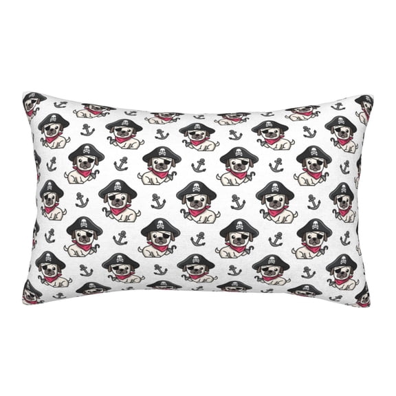 Gukieu DOG IS WEARING PIRATE COSTUME Print Plush Pillow Cover, Hidden Zipper Pillow Protector without Pillow Core, Suitable for Bedroom, Office, Car Decoration-20"x30"
