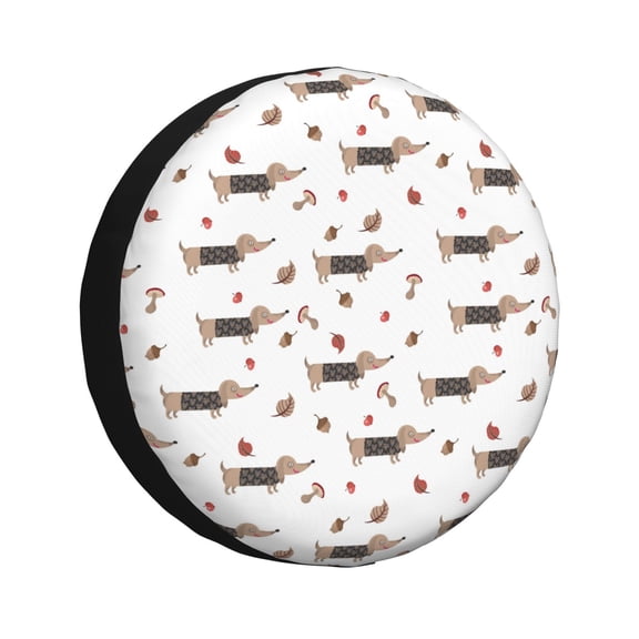 Gukieu Dachshund Dog Print Car Tire Cover, Adjustable Waterproof and Dustproof Tire Protection Cover, Suitable for SUV, Truck, Van-14 inch