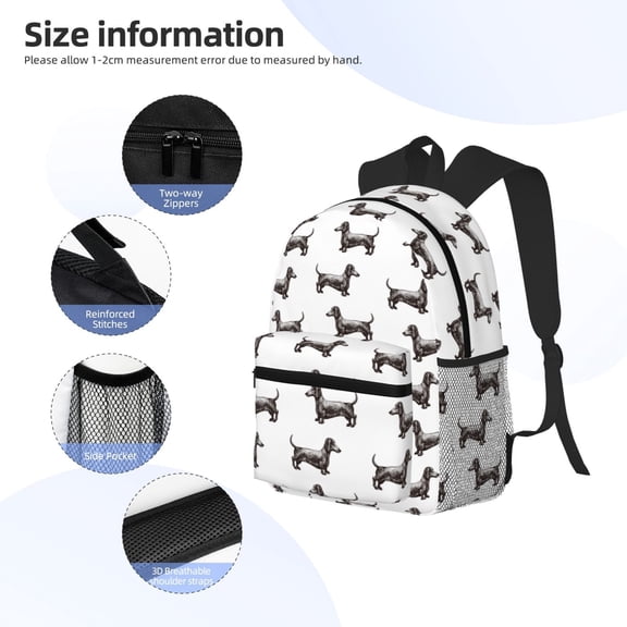 Gukieu Dachshund Dog Puppy Print Backpack, Waterproof Backpack with Adjustable Shoulder Straps, Suitable for Campus, Business, Travel, Unisex
