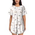 thumbnail image 1 of Gukieu Dachshund Dog Puppy Print Women's Short-sleeved Pajama Set, Round Neck Button Top Elastic Shorts 2-piece Set, Summer Home Leisure Clothing-Medium, 1 of 6