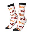 thumbnail image 1 of Gukieu Dachshund Walking Print Contrast Color Mid-calf Socks, Sweat-wicking Athletic Socks, Unisex Clothing Accessories, 1 of 6