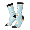 thumbnail image 1 of Gukieu Daisies Flowers Print Contrast Color Mid-calf Socks, Sweat-wicking Athletic Socks, Unisex Clothing Accessories, 1 of 6