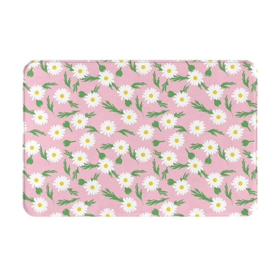 Gukieu Daisies Flowers Print Dust-proof Floor Mats, Water-absorbent and Non-slip Flannel Door Mats 16x24in, Home Decoration Suitable for Kitchen, Bathroom, Garage