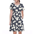 thumbnail image 1 of Gukieu Daisies Flowers Print Women's Short Sleeve Dress, Elastic Waistband A-line with Pockets Summer Dress, Suitable for Daily Leisure, Work, Vacation, 1 of 6