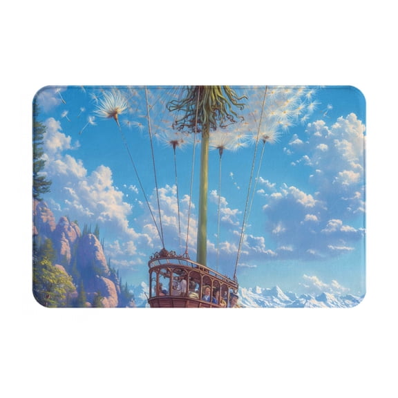 Gukieu Dandelion Hot Air Balloon Print Dust-proof Floor Mats, Water-absorbent and Non-slip Flannel Door Mats 16x24in, Home Decoration Suitable for Kitchen, Bathroom, Garage