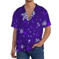 thumbnail image 1 of Gukieu Dark Purple Snowflakes Print Men's Short-sleeved Shirts, Button-down Pocket Shirts, T-shirts, Beach Vacation Travel Summer Clothing-Large, 1 of 5