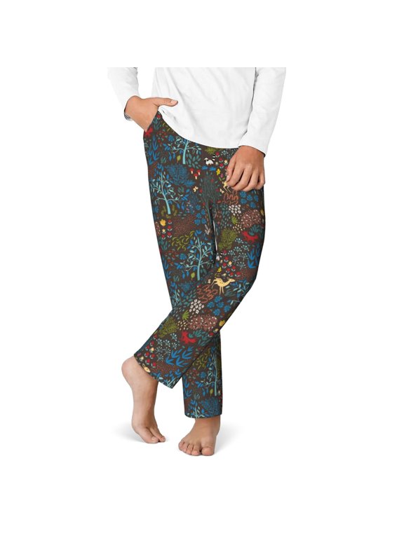 Deers In The Forest 1 Print Youth Home Trousers, Elastic Waistband with Pockets for Home and Outing, Suitable for Children Aged 5-16-Medium