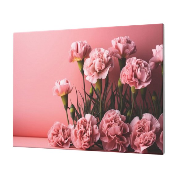 Gukieu Delicate Pink Carnations A Print Horizontal Canvas Decorative Painting 12x16 Inch Shrinkage Resistant Frame Hanging Home Wall Art Decor