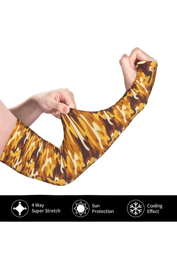 Desert Camouflage for Adult Ice Silk Sun Protection Arm Sleeves, Moisture Wicking, UV Protection Outdoor Sports Arm Sleeves, Unisex