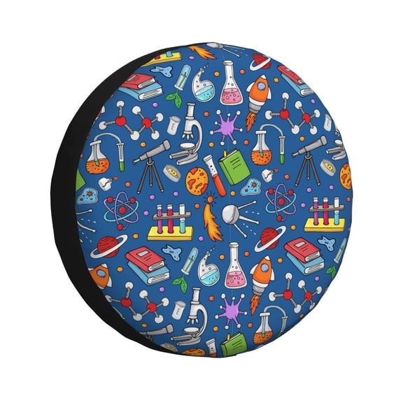 Gukieu Different Chemical Things Print Car Tire Cover, Adjustable Waterproof and Dustproof Tire Protection Cover, Suitable for SUV, Truck, Van-15 inch