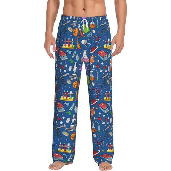Gukieu Different Chemical Things Print Men's Home Trousers, Elastic Drawstring Home Pajamas Clothing Suitable for Adult Men-XX-Large