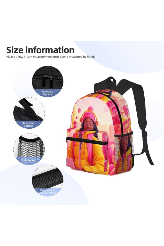 Digital Nomad Pink Landscape Print Backpack, Waterproof Backpack with Adjustable Shoulder Straps, Suitable for Campus, Business, Travel, Unisex