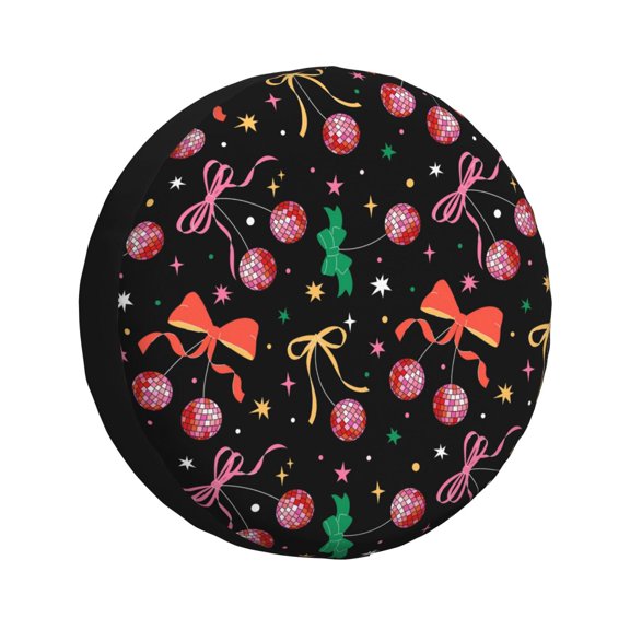 Gukieu Disco Mirror Ball Print Car Tire Cover, Adjustable Waterproof and Dustproof Tire Protection Cover, Suitable for SUV, Truck, Van-14 inch