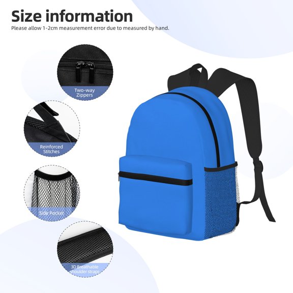 Gukieu Dodgerblue Print Backpack, Waterproof Backpack with Adjustable Shoulder Straps, Suitable for Campus, Business, Travel, Unisex